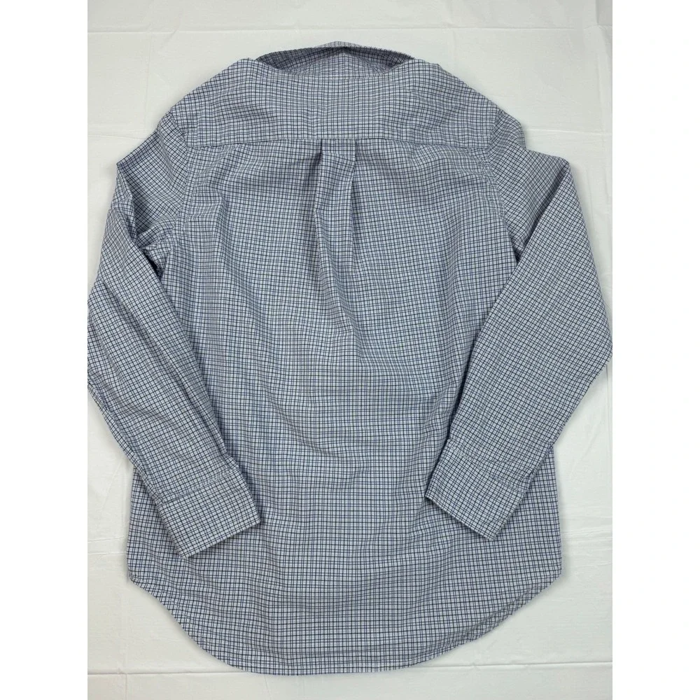 Ralph Lauren Boys Blue White Plaid Button Down Shirt Size M 10-12 Long Sleeve